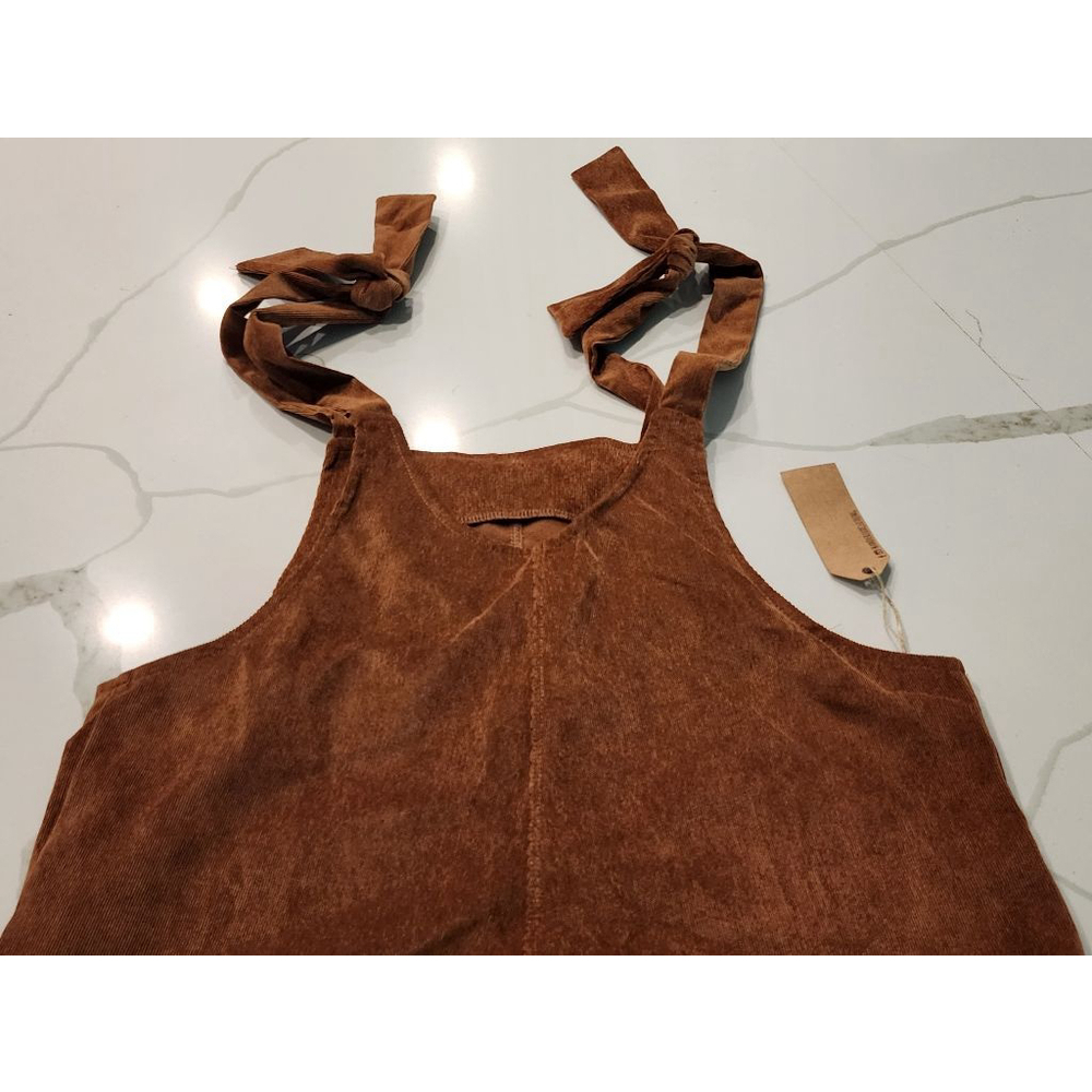 Wanderlux Brown Corduroy Overalls Women's S Adjustable Straps Bib jumpsuit NWT - Picture 3 of 12